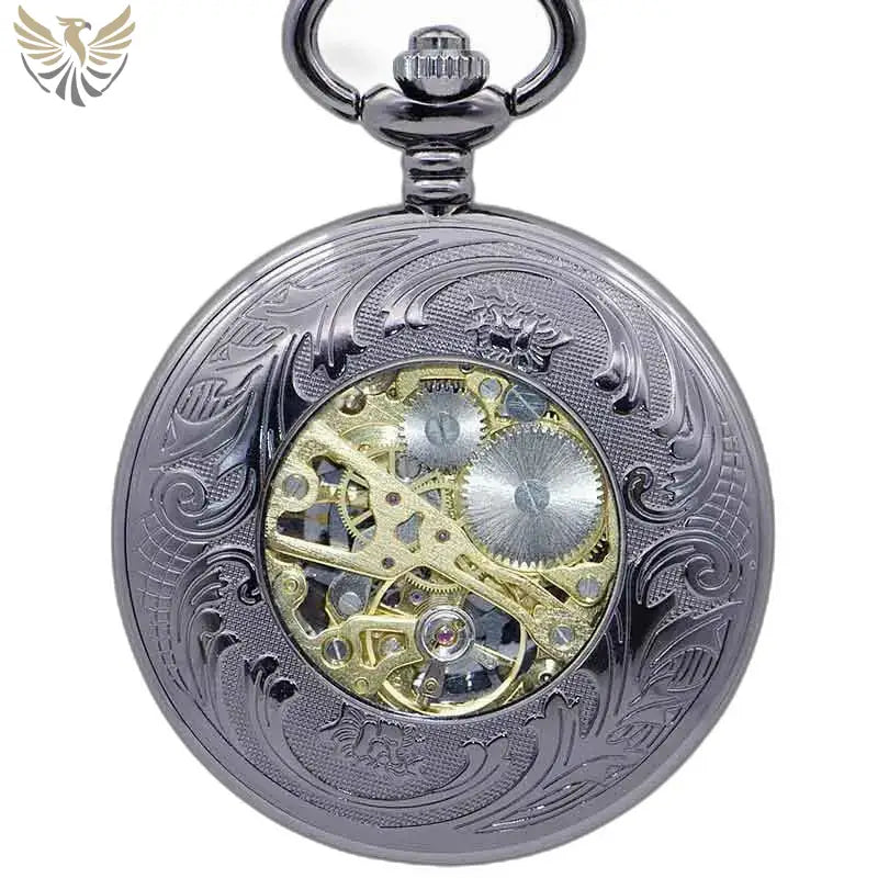 Montre Gousset Steampunk avec Rouages Dentés, ornée et squelettonisée