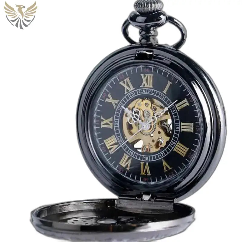 Montre Gousset Steampunk Mécanisme avec haute visibilité et machinerie noire