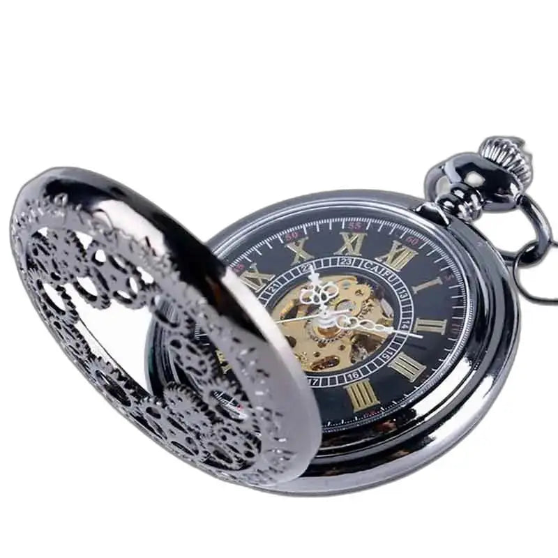 Montre Gousset Steampunk Mécanisme Visibilité Haute Machinerie en argent ornée