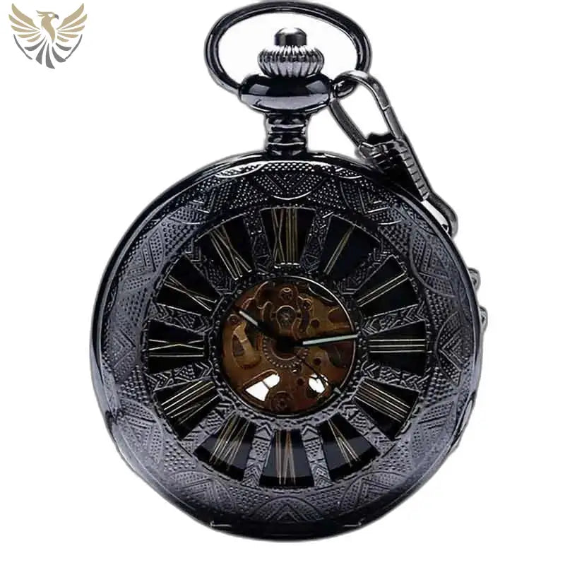 Montre Gousset Steampunk Vintage Futuriste avec montre gousset noire antique