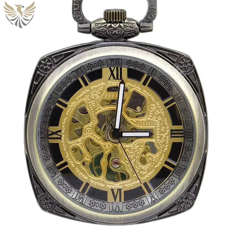 Montre homme à gousset chic moderne avec un squelette orné et élégant