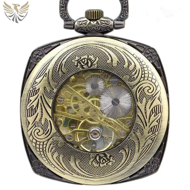 Montre Homme à Gousset Chic Moderne, montre à gousset en bronze avec mécanisme visible
