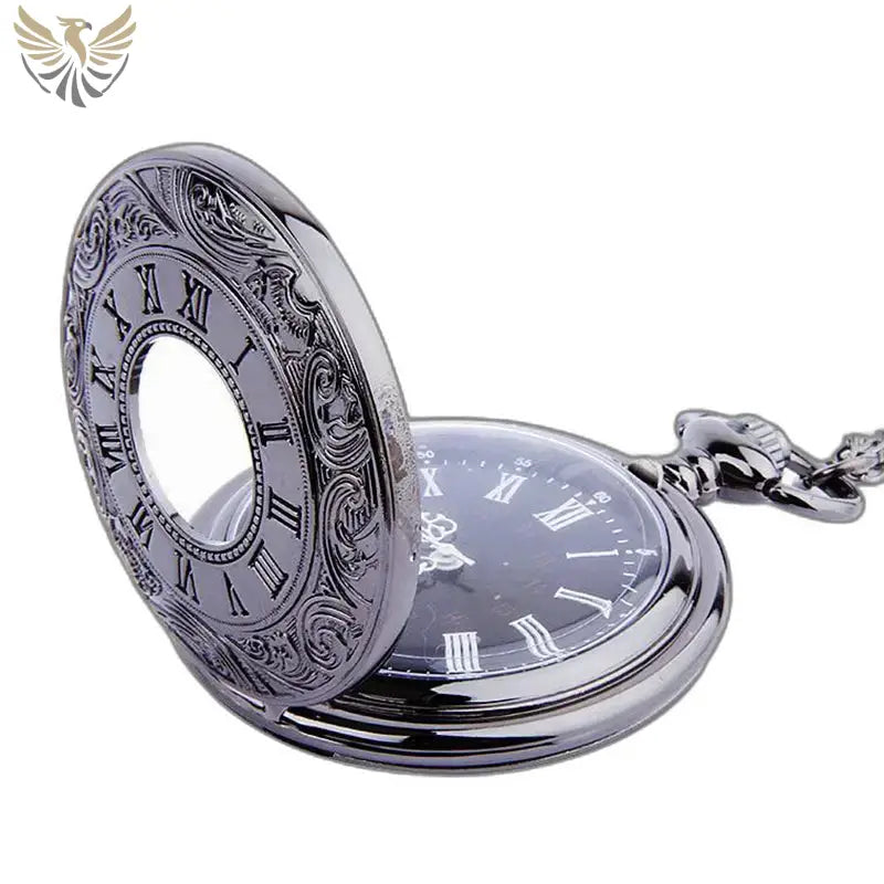 Montre Homme à Gousset Chiffres Romains ouverte en argent ornée