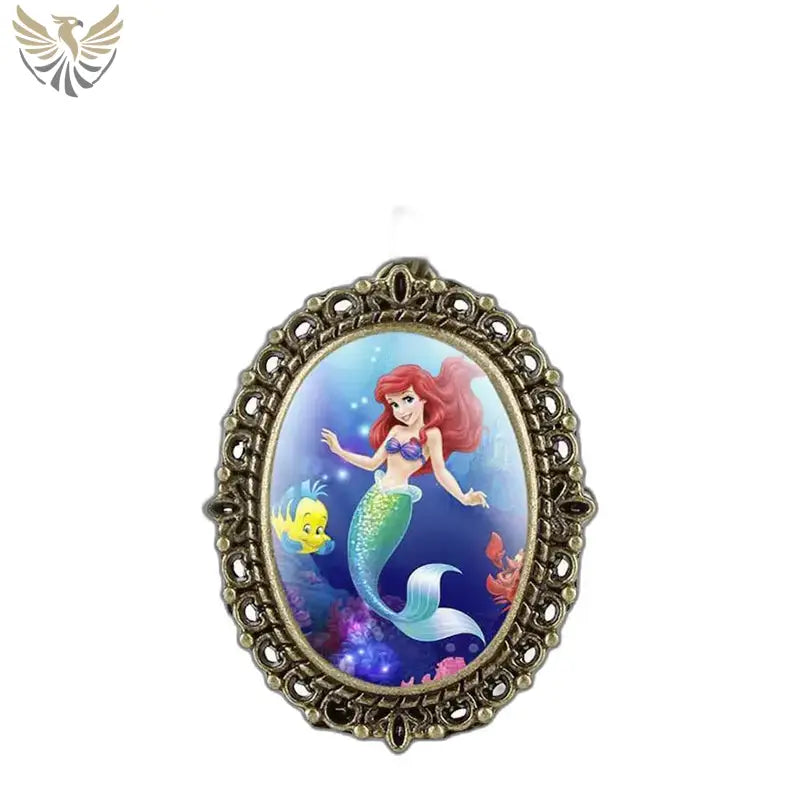 Pendentif Ariel en bronze sur montre pendentif, style fantaisie élégant et unique