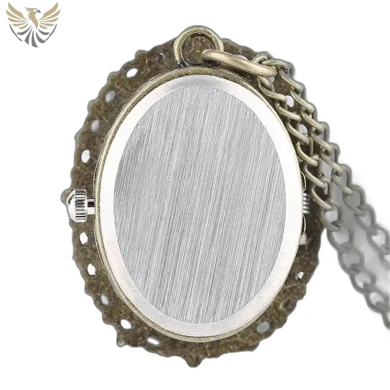 Montre Pendentif Ariel en Bronze Style Fantaisie avec chaîne et design oval