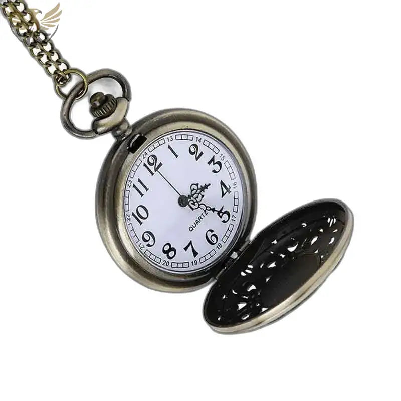 Montre Pendentif Bronze avec Pierre Verte et mouvement à quartz, style vintage élégant