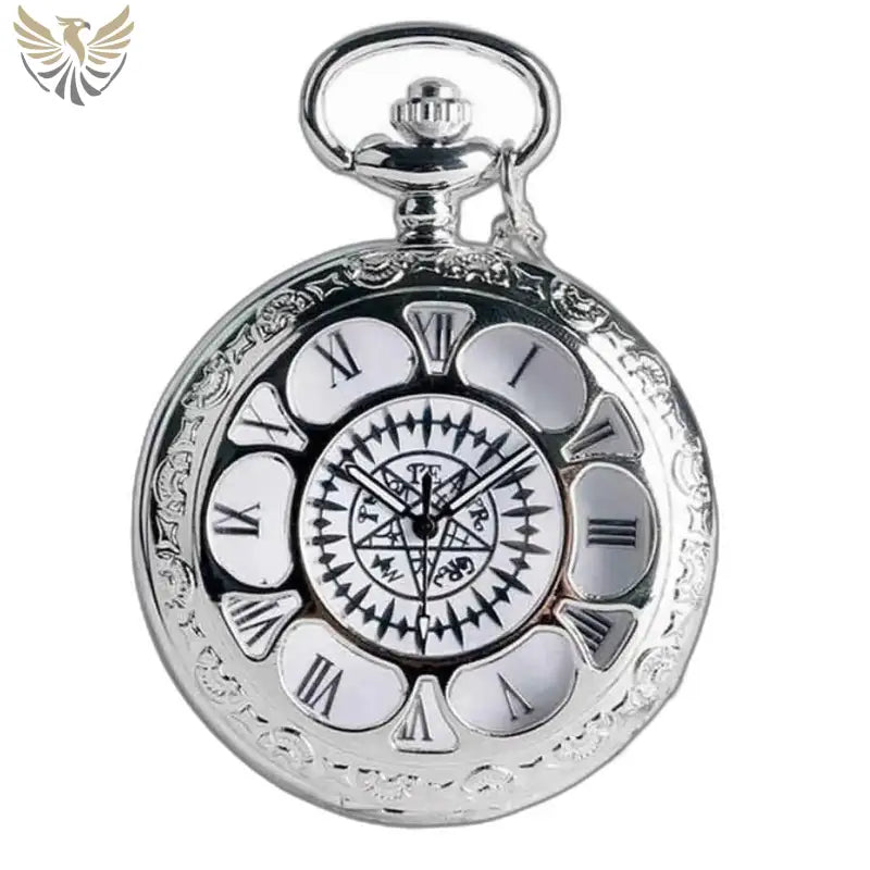 Montre Pendentif d’argent élégante avec chaîne et chiffres romains