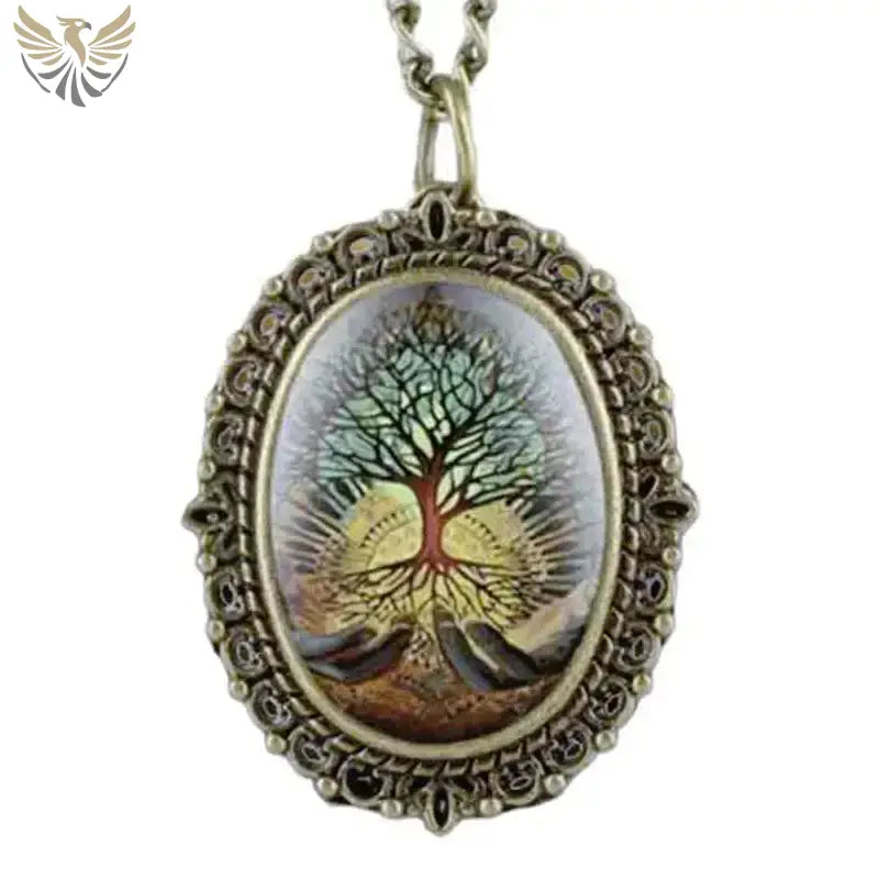 Pendentif arbre ovale Montre Pendentif élégante aux couleurs naturelles