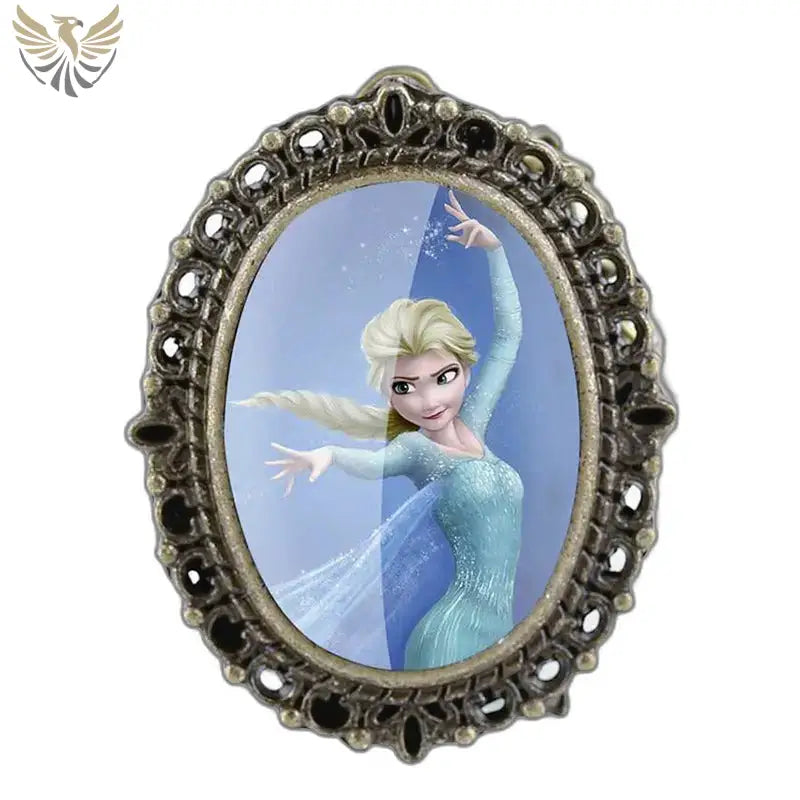 Pendentif Elsa dans un cadre orné de la Montre Pendentif Elsa Vintage en Bronze