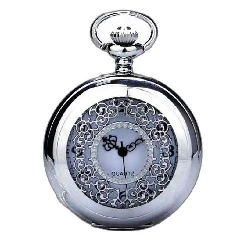 Montre Pendentif Femme Argent Cœur Bleu avec un élégant cadran argenté