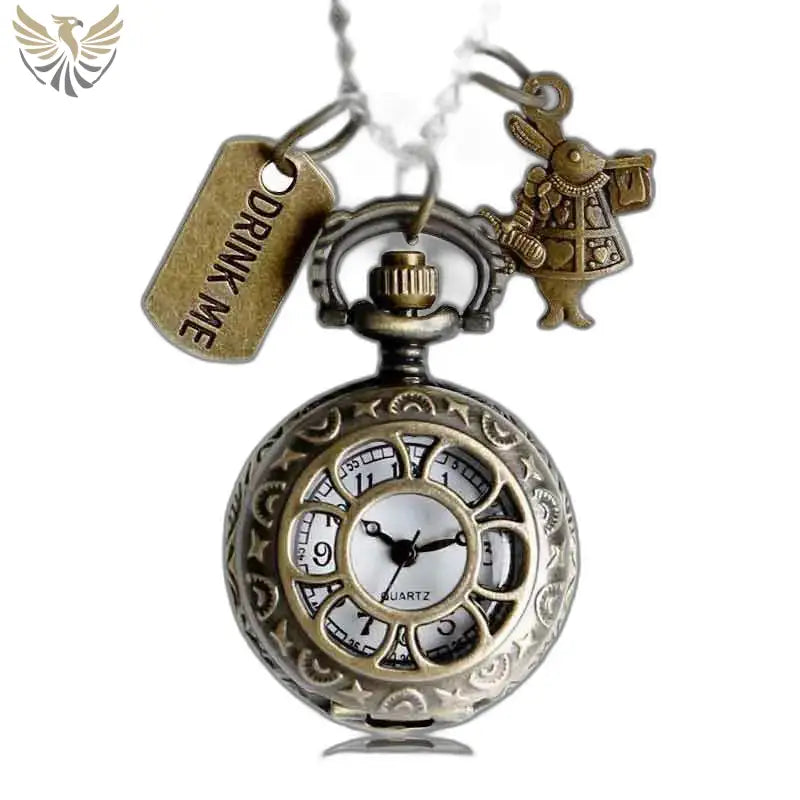 Montre Pendentif Femme avec Chaîne Médaillons, montre gousset élégante et charmante