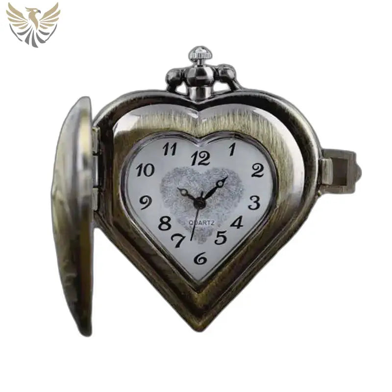 Montre Pendentif Femme Cœur élégante avec Mouvement Quartz et ferme de poche en cœur