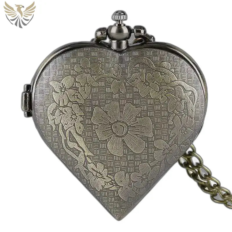 Montre Pendentif Femme Cœur élégante avec design floral et mouvement Quartz