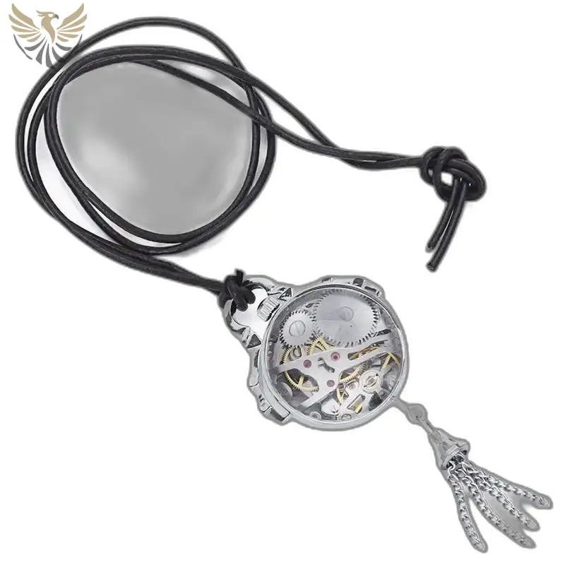 Montre Pendentif Mécanique Vintage Femme Argent Bronze avec un design de squelette élégant