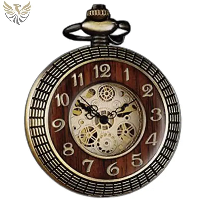 Montre Poche à Gousset Bois Merbeau Automatique avec mouvement visible et style vintage