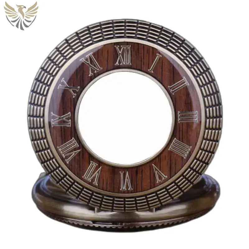 Montre Poche à Gousset en Bois Merbeau avec cadran décoratif et chiffres romains