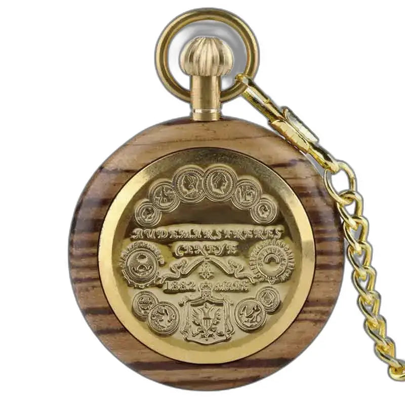 Montre Poche à Gousset Bois Zebrano Luxe avec chaîne en or élégant