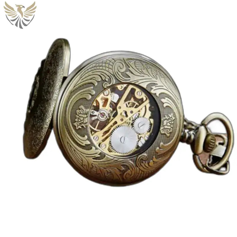 Montre Poche à Gousset Femme Nymphe Luxe, montre en bronze ornée avec mécanisme visible
