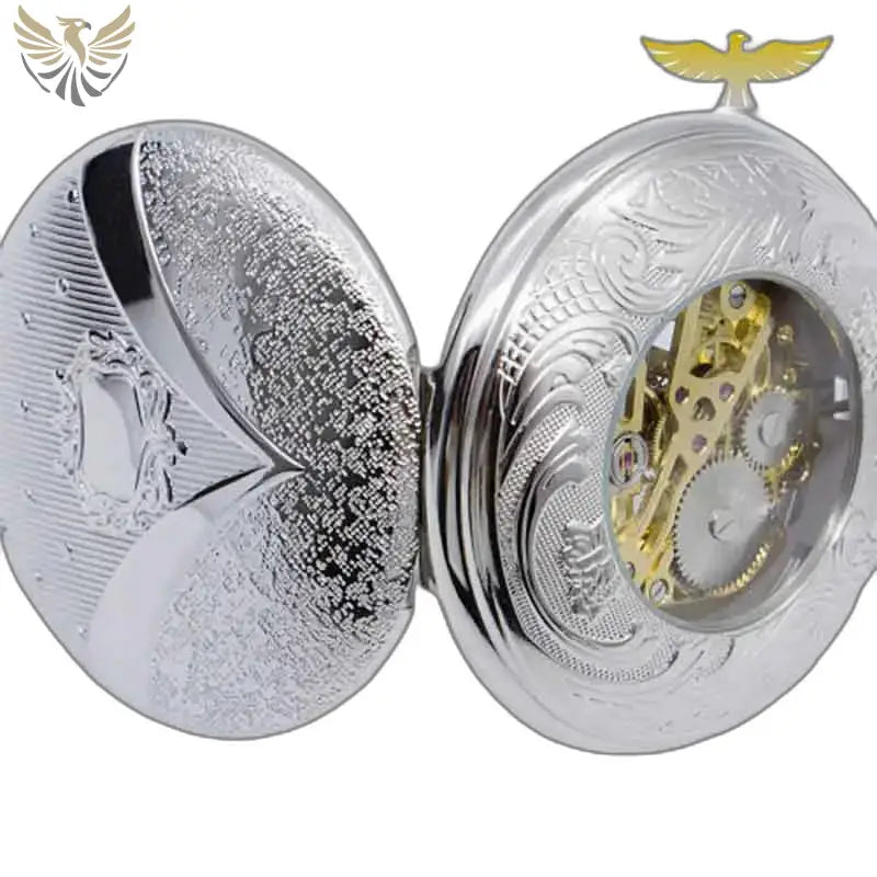 Montre Poche à Gousset Femme Nymphe Luxe avec mécanisme visible en argent