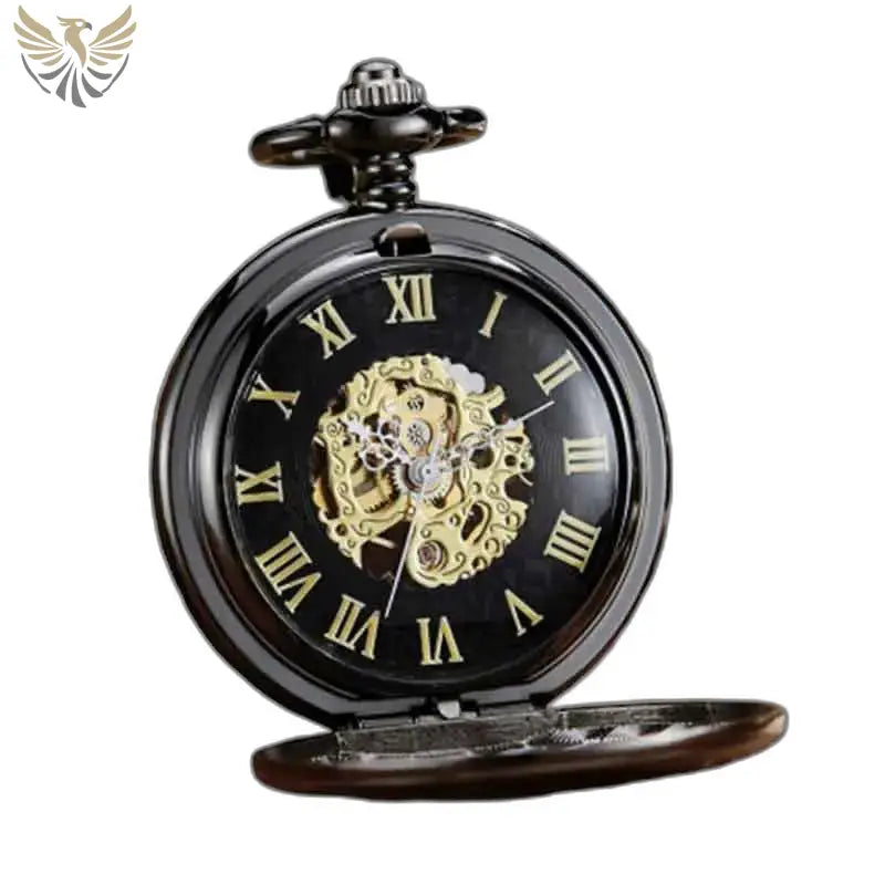 Montre Poche à Gousset Femme Nymphe Luxe avec mécanisme visible en noir