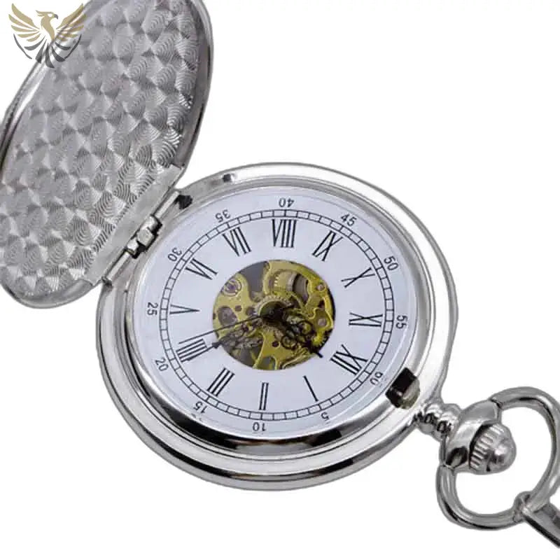 Montre Poche à Gousset Femme Nymphe Luxe avec mécanisme visible en argent