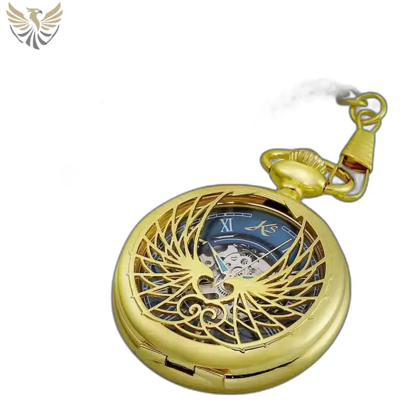 Montre Poche à Gousset Luxe avec Aigles d’Or et design de phénix en améthyste d’or
