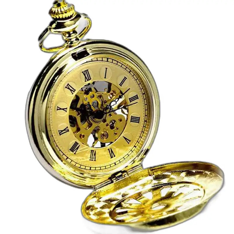 Montre Poche à Gousset Luxe Grenat D’or avec un cadran doré et mécanique