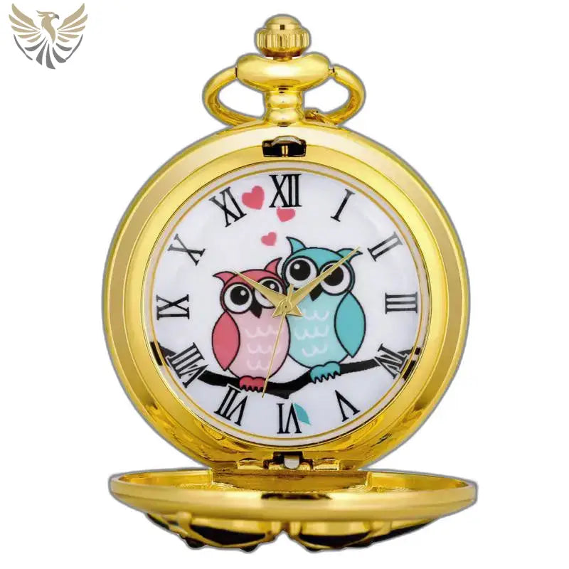 Montre Poche à Quartz Hibou Diamants Or avec design hibou élégante et raffinée
