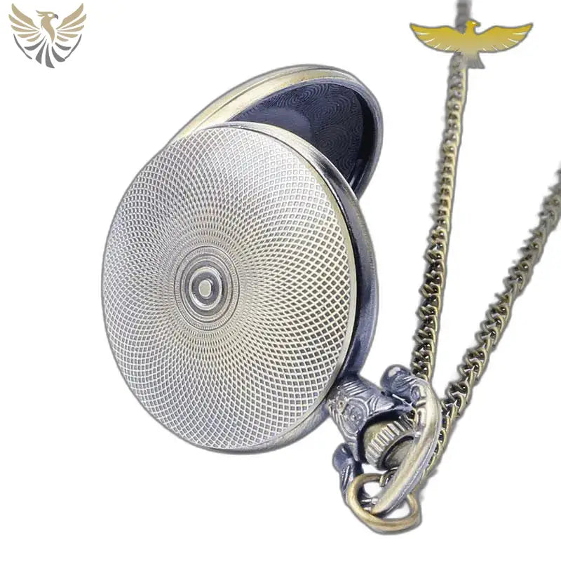 Montre Poche Collier Bronze Fantaisie avec montre argentée et chaîne élégante