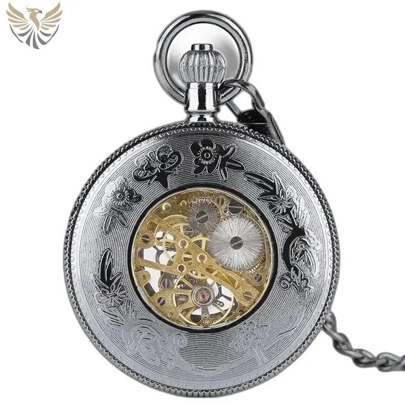 Montre Steampunk Gousset avec affichage analogique et engrenages visibles