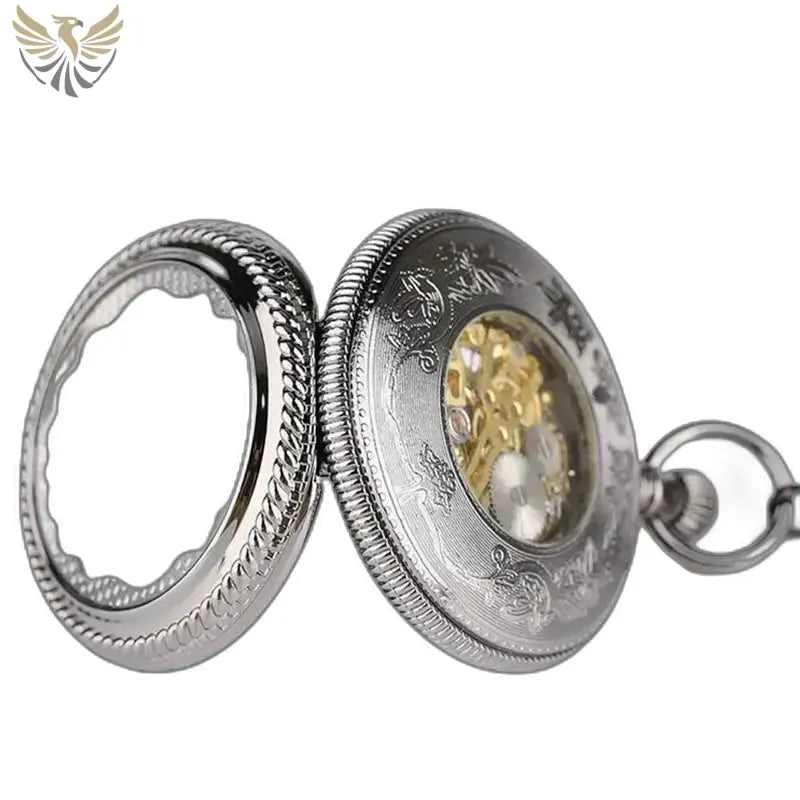 Montre Steampunk Gousset affichage analogique avec un élégant cadran ouvert en argent