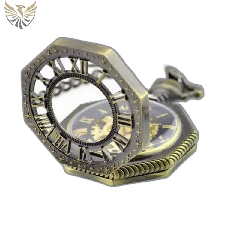 Montre Steampunk Squelette à Gousset Homme en bronze octogonal, élégant et unique
