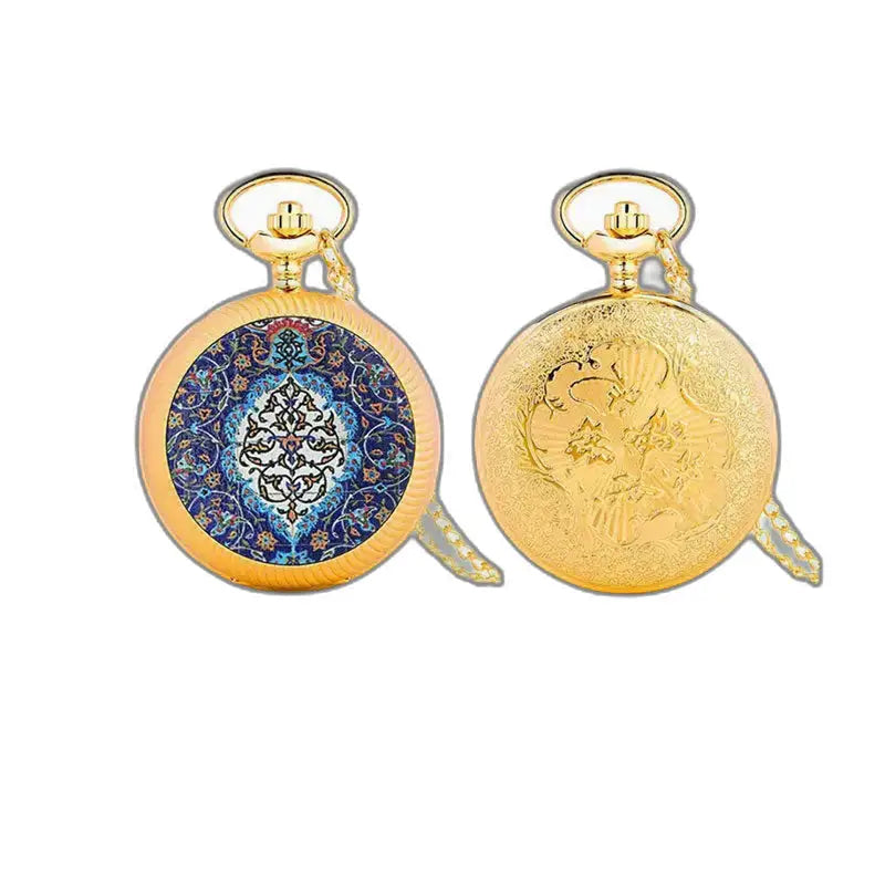 Deux montres pocket en or Fleur Bleue avec mécanisme à quartz, style vintage