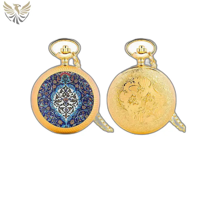 Deux montres de poche en or avec un design unique fleur rose et mécanisme à quartz