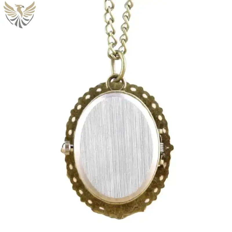 Pendentif Montre Élégant Femme Rouge avec collier en forme de médaillon ovale