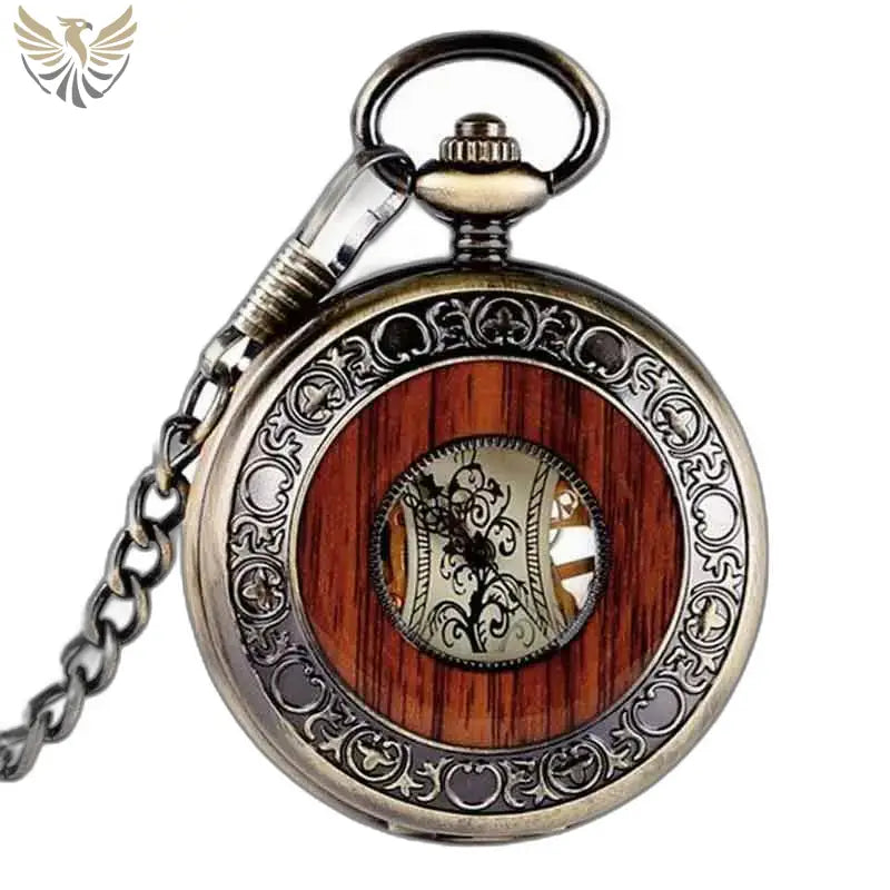 Poche Gousset en Bois Orme Durable avec cadran vintage en bois naturel