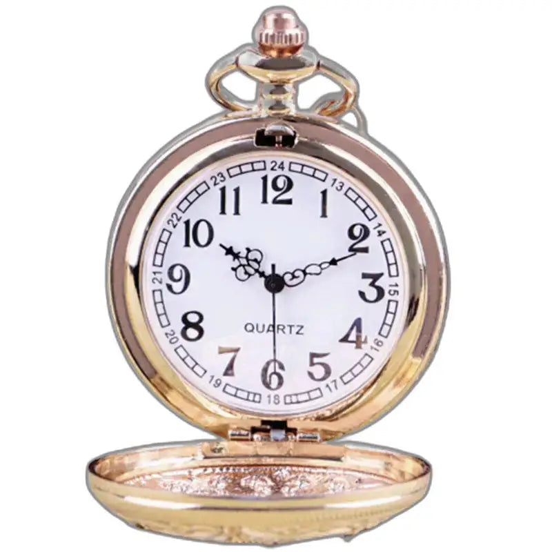 Poche Gousset Pierre Verte élégante à Quartz avec montre de poche dorée et cadran blanc