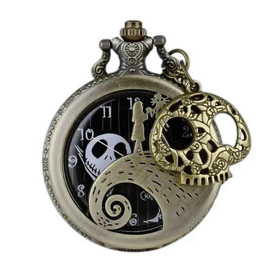 Montre à Gousset Nightmare Before Christmas avec charme crâne, style vintage