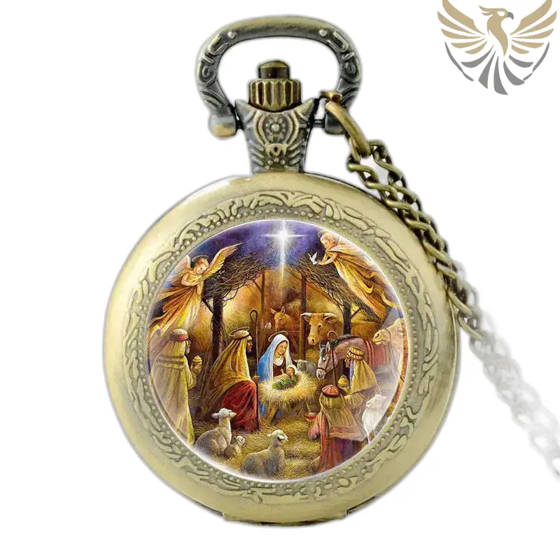 Montre Collier Naissance de Jésus Vintage Femme