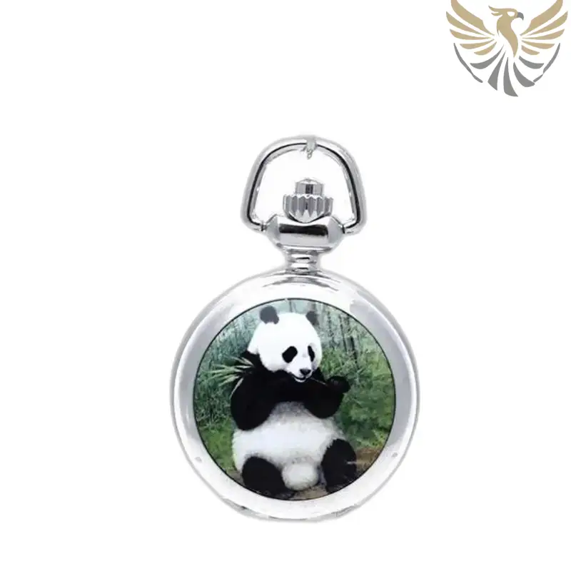 Montre Collier Panda Style Vintage Argent