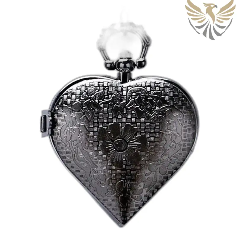 Montre Collier Pendentif Cœur Argent Noir