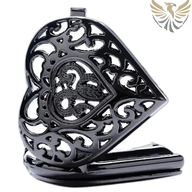 Montre Collier Pendentif Cœur Argent Noir