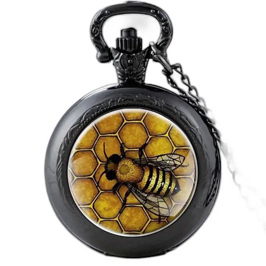 Montre Collier Reine des Abeilles Vintage - Noir