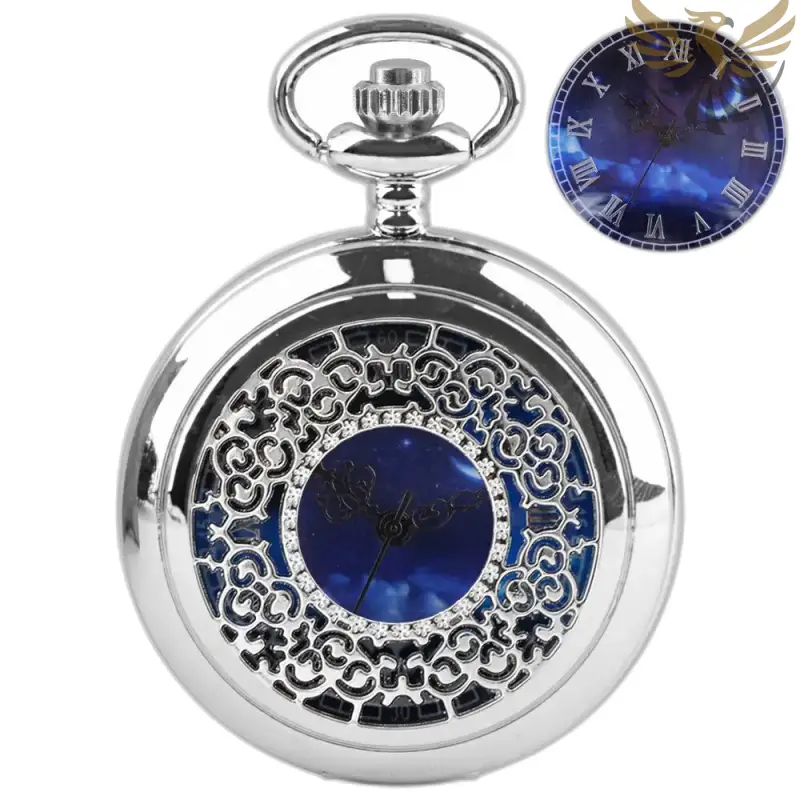 Montre Collier Romantic Royal Bleu Argent Femme