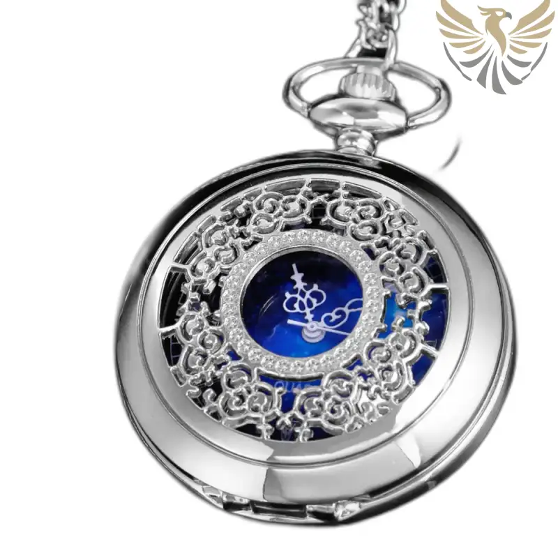 Montre Collier Romantic Royal Bleu Argent Femme