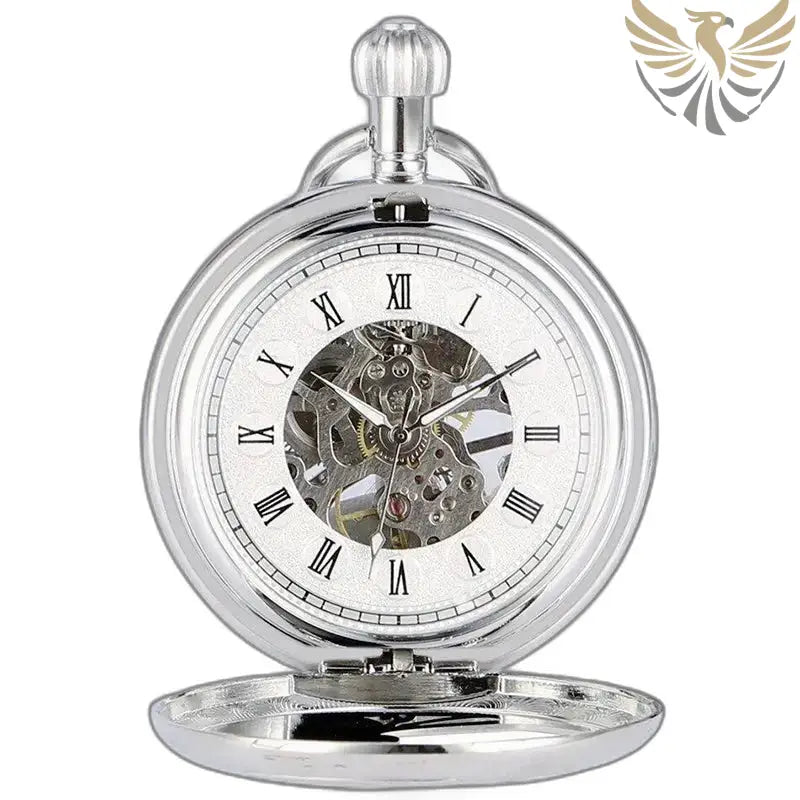 Montre de Poche Luxe Argent Noir Verre Minéral