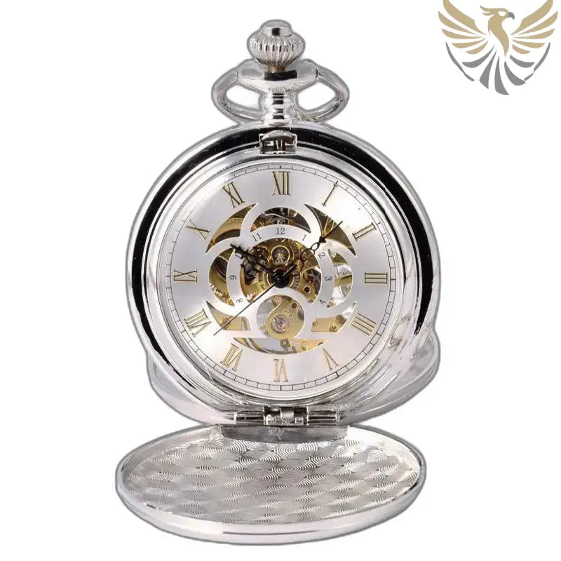 Montre de Poche Mécanique Double Clapet Argent