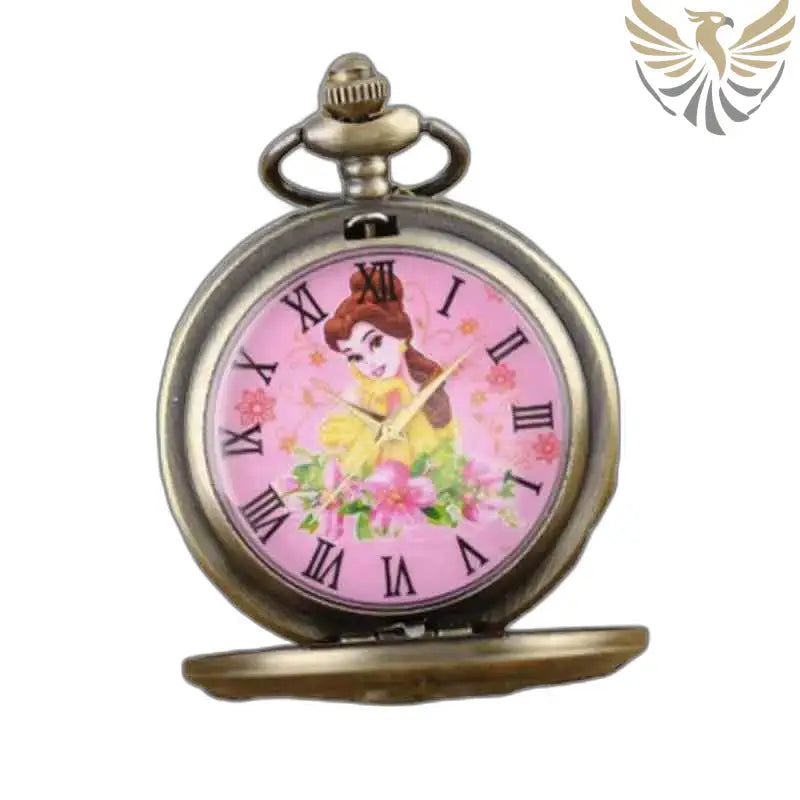 Montre Gousset Belle Bête avec Rose sous Cloche