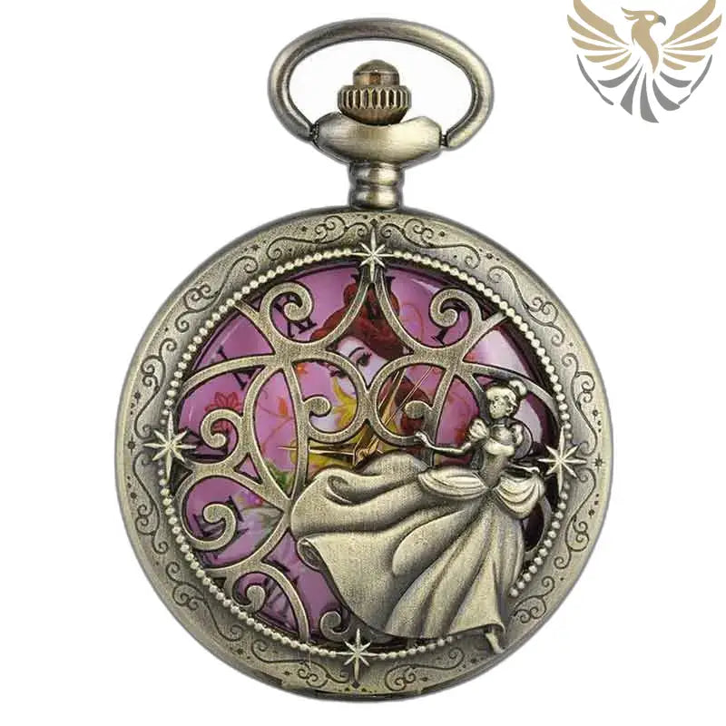 Montre Gousset Belle Bête avec Rose sous Cloche