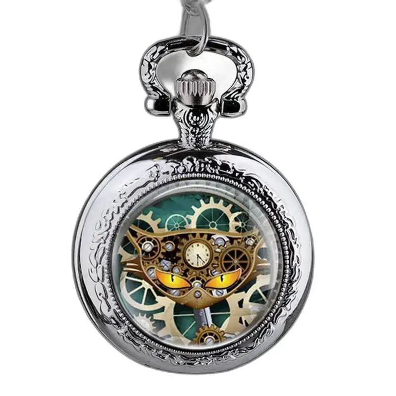 Montre Pendentif Chat en Acier Inoxydable avec Mécanisme Analogique - 4